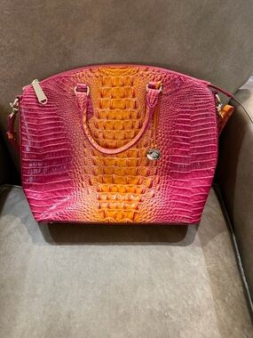Brahmin Women’s Pink & Orange Croc-Embossed Tote Bag